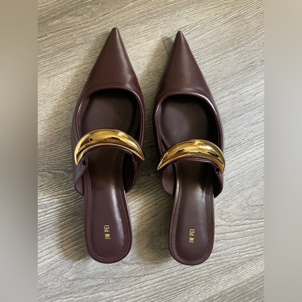 JW Pei Helena Pierced Mules- Claret Red, size 10